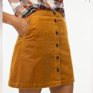 NWT J. Crew Corduroy Button-front Mini Skirt Size 2 in Golden Brandy